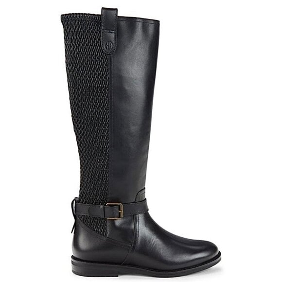 COLE HAAN Women's CAPE Stretch Mid Calf Flats Riding Boots Black Size 5.5 - Picture 2 of 8